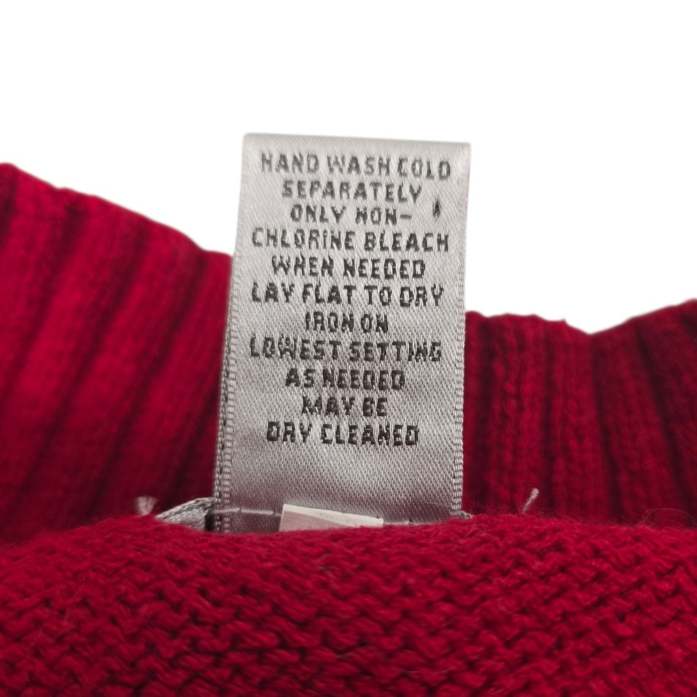 Chico's Red V-Neck Knit Sweater Cotton Blend Classic Style Women's‎ - Picture 7 of 8